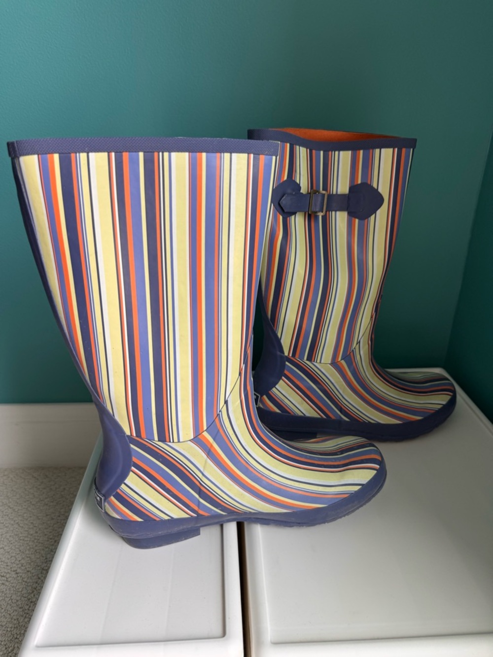 L.L. Bean EUC Striped Rain Boots/Wellies